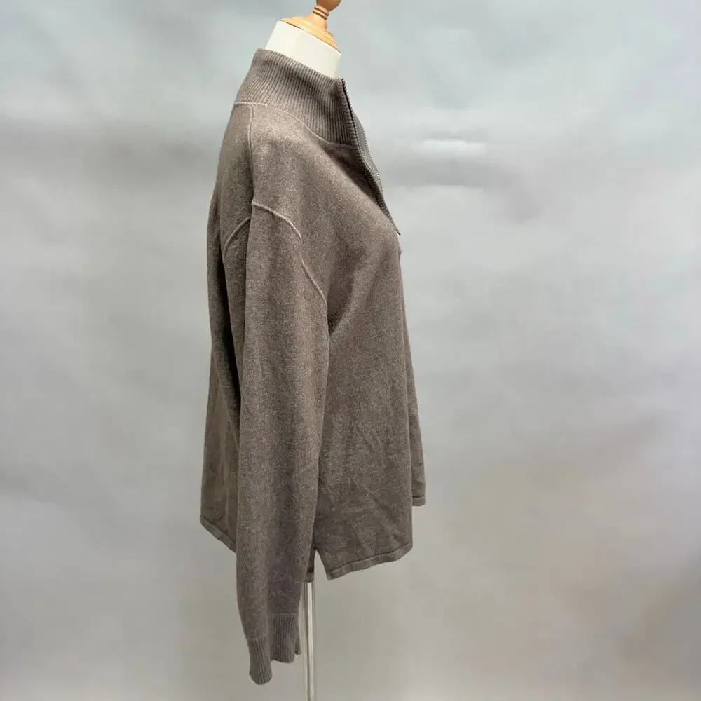 The North Face brown 1/4 zip wool blend‎ pullover sweater mens Size Large Unisex